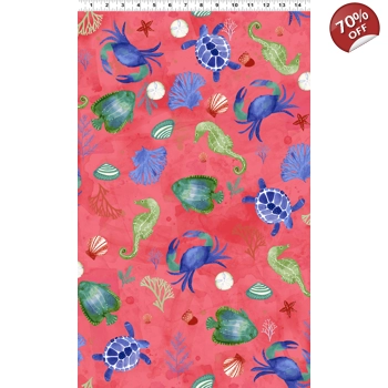 Clothworks - Sue Zipkin - Sanibel - Sealife - Raspberry