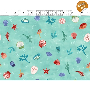Clothworks - Sue Zipkin - Sanibel - Seashells - Aqua