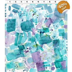 REMNANT - Clothworks - Sue Zipkin - Sanibel - Watercolour Splash - Multi Colour - Fat Quarter