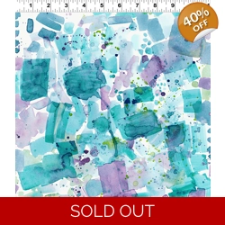 REMNANT - Clothworks - Sue Zipkin - Sanibel - Watercolour Splash - Multi Colour - Fat Quarter