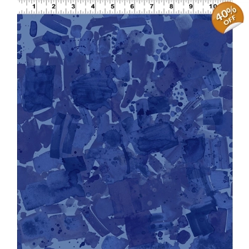 Clothworks - Sue Zipkin - Sanibel - Watercolour Splash - Dark Indigo