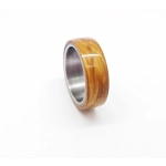 Limited Edition Italian Olive Wood and Stainless Steel Ring 8mm Band