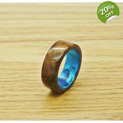 Burr Walnut Wood Ring SIZE J 7MM Band
