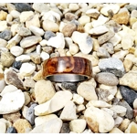 Limited Edition Burr Walnut Wood and Steel Ring Size P 8mm Band