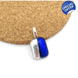 Jitterbug blue & silver dichroic glass necklace pendant