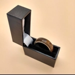 Limited Edition Burr Walnut Wood and Steel Ring Size P 8mm Band