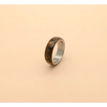 Limited Edition Burr Walnut Wood and Steel Ring Size P 8mm Band