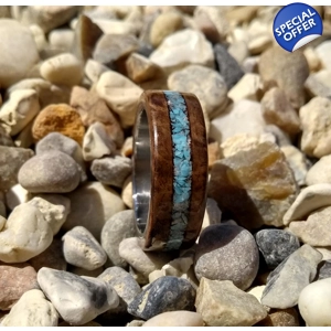 Burr walnut wood and turquoi..