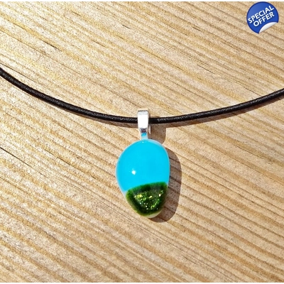 Multicolour Pebble Glass Pendant Necklace