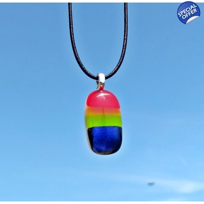 Multi coloured striped glass pendant