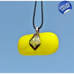 Yellow gerbera abstract daisy glass pendant.
