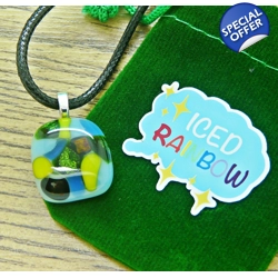 Abstract Peacock Glass Pendant Necklace