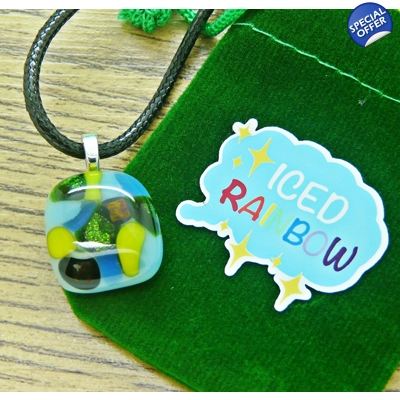 Abstract Peacock Glass Pendant Necklace