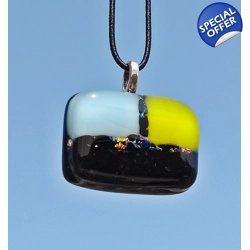 Colour block abstract art glass pendant