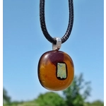 Amber Gold Dichroic Glass Pendant Necklace