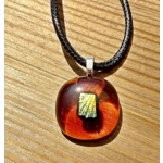 Amber Gold Dichroic Glass Pendant Necklace