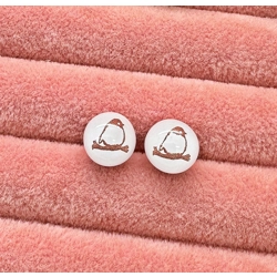 Red Robin Glass Studs Earrings