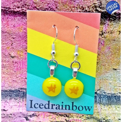 Star Baker Dangly Drop Glass Earrings