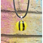 Yellow black stripe bee glass pendant