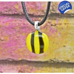Yellow black stripe bee glass pendant