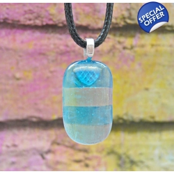 Iridescent stripey glass pendant