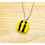 Yellow black stripe bee glass pendant