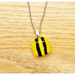 Yellow black stripe bee glass pendant