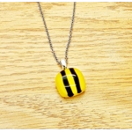 Yellow black stripe bee glass pendant