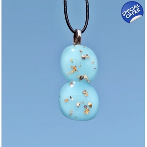 Baby blue glass and gold dou..