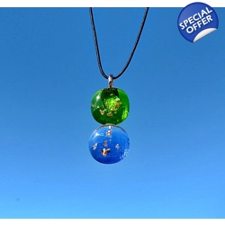 Blue green double glass pendant