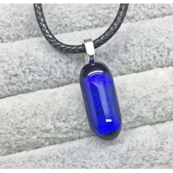 Cobalt Blue Oval Glass Pendant Necklace