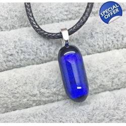 Cobalt Blue Oval Glass Pendant Necklace