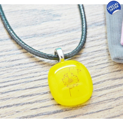 Dandelion Wish Glass Pendant Necklace