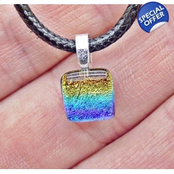 Dichroic Rainbow Petite Pendant Necklace