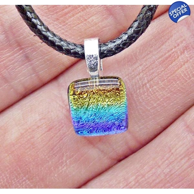 Dichroic Rainbow Petite Pendant Necklace