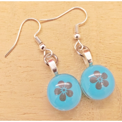 Forget Me Not Dangly Drop Glass Earrings