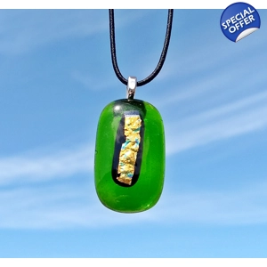 Green and gold glass pendant