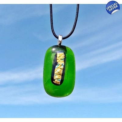 Green and gold glass pendant