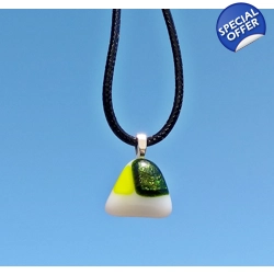 Green yellow glass pendant necklace