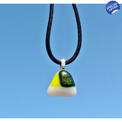 Green yellow glass pendant necklace