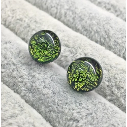 Green Dichroic Glass Stud Earrings