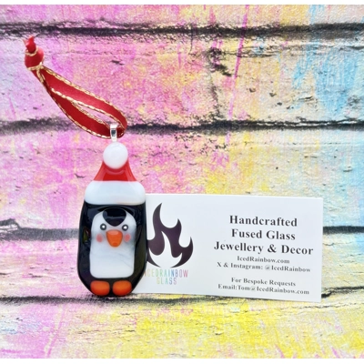 Handmade Glass Penguin Tree Decorations