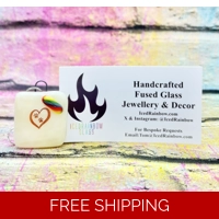 Paw print heart rainbow glass keyring