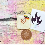 Paw print heart rainbow glass keyring