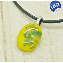lemon lime drop glass necklace pendant