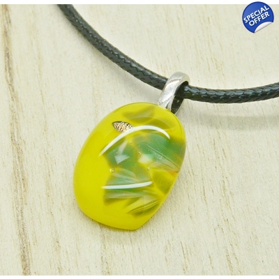 lemon lime drop glass necklace pendant