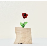 Miniature Glass Poppy Flower Sculpture Ornament