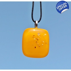 Orange and gold glass necklace pendant