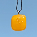 Orange and gold glass necklace pendant