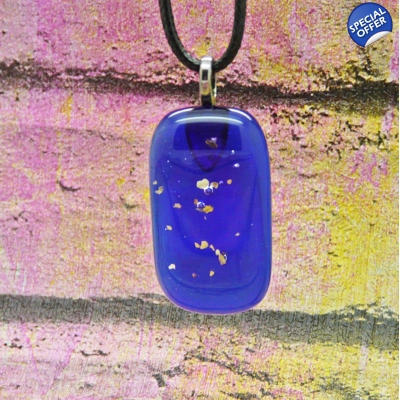 Deep Midnight blue and gold necklace pendant